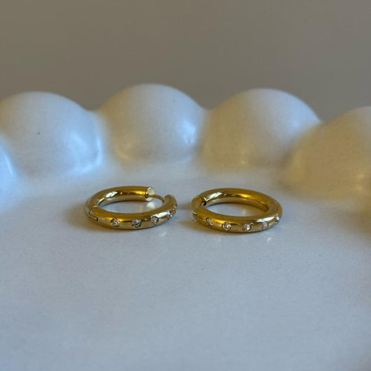Hoop Earrings Mid Size Gold Plated Stainless Steel Water Resistant Everyday Wear for Women