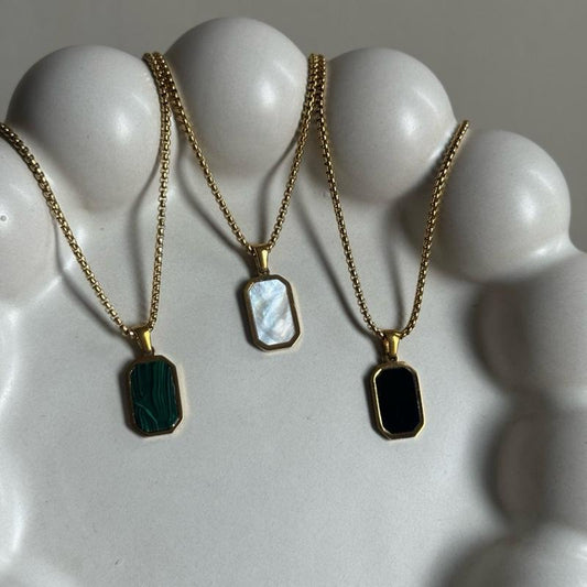 Rectangle Necklace Gold Plated Stainless Steel Water Resistant Everyday Wear with Elegant Pendant Options