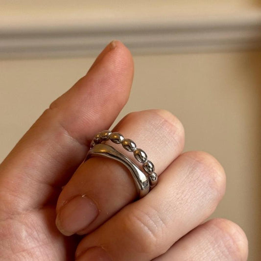 Stainless Steel Two Ring Set - Elegant and Durable Design for Everyday Wear
